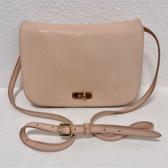J.Crew Sophie Soft Lambskin Leather Crossbody Bag in Light Blush w/ “K” monogram - Picture 2 of 14